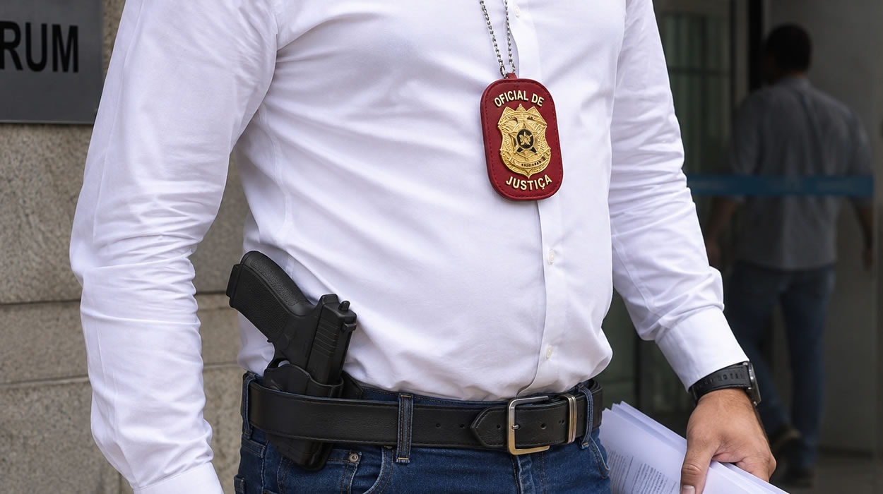 OFICIAL DE JUSTIÇA COM PORTE DE ARMA
